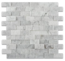 Load image into Gallery viewer, Carrara White Marble 1x2 split face mosaic tile