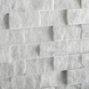 Carrara White Marble 1x2 split face mosaic tile