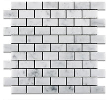 Load image into Gallery viewer, Carrara White Marble 1x2 brick mosaic tile