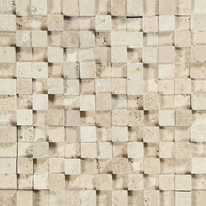 Ivory Travertine Splitface Mosaic 1"x1"