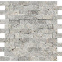 Load image into Gallery viewer, Silver Travertine Mosaic 1x2&quot; Split Face