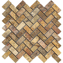 Load image into Gallery viewer, Scabos Travertine Herringbone 1x2&quot; Tumbled