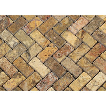 Load image into Gallery viewer, Scabos Travertine Herringbone 1x2&quot; Tumbled