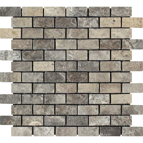 Silver Travertine Mosaic 1x2