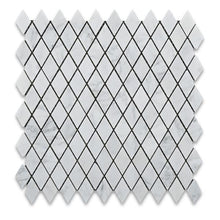 Load image into Gallery viewer, Carrara White Marble 1x2 diamond mosaic tile