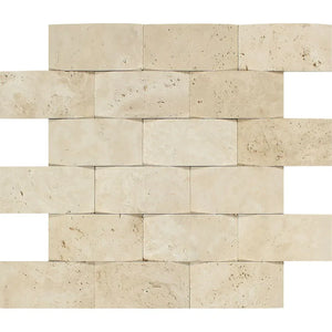Ivory Travertine Cnc Arched Mosaic 2"x4"