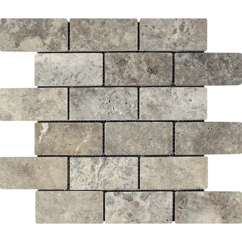 Silver Travertine Mosaic 2x4