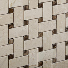 Load image into Gallery viewer, Crema Marfil Basketweave polished mosaic