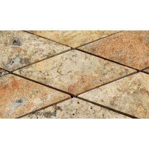 Scabos Travertine 3x6" Diamond Deep Bevelled Mosaic