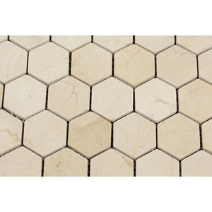 Crema Marfil Hexagon 2x2 Mosaic Tumbled
