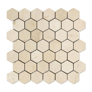 Crema Marfil Hexagon 2x2 Mosaic Tumbled