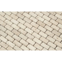 Load image into Gallery viewer, Ivory Travertine Tumbled Mosaic 5/8&quot;x1&quot;