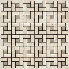 Load image into Gallery viewer, Ivory Travertine Tumbled Pinwheel Mosaic 5/8&quot;x1&quot;