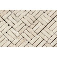 Load image into Gallery viewer, Ivory Travertine Tumbled Strip Mosaic 5/8&quot;x2&quot;