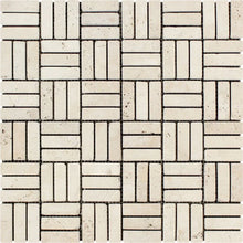 Load image into Gallery viewer, Ivory Travertine Tumbled Strip Mosaic 5/8&quot;x2&quot;