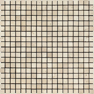 Ivory Travertine Tumbled Mosaic 5/8"x5/8"