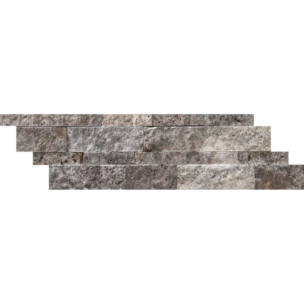 Silver Travertine Ledger / Stacked Stone Panel