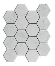Load image into Gallery viewer, Carrara White Marble 3&quot; Inch Hexagon