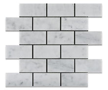 Load image into Gallery viewer, Carrara White Marble 2x4 brick mosaic tile