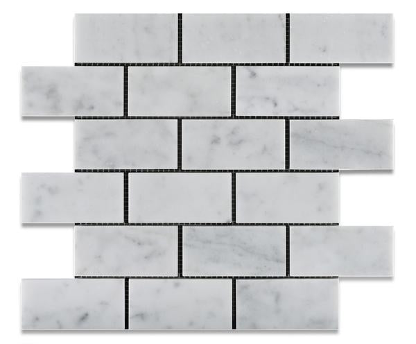 Carrara White Marble 2x4 brick mosaic tile