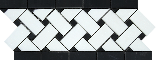 Thassos White Basketweave Border Black
