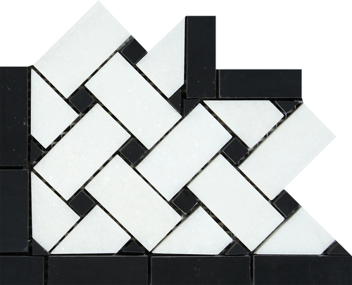 Thassos White Basketweave Corner Black