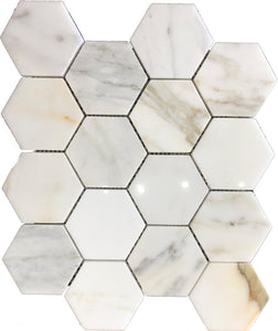 Calacatta Gold 3" Hexagon Marble