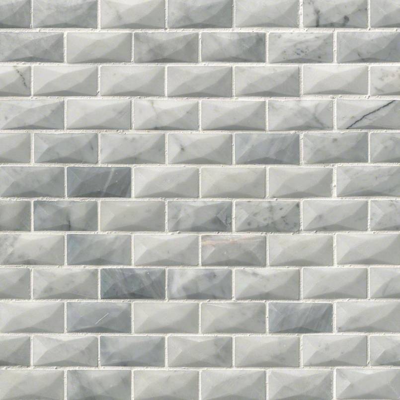 Carrara White Marble 1x2 3D Diamond mosaic tile