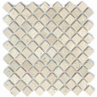 Ivory Travertine Diamond Tumbled Mosaic