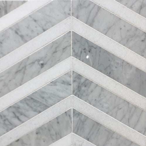 Thassos Carrara White Chevron
