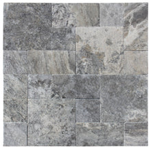Load image into Gallery viewer, Silver Mini Travertine Paver Versailles Pattern Tumbled