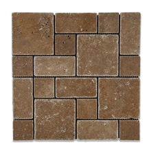 Load image into Gallery viewer, Noce Travertine Versailles Pattern Tumbled Mosaic