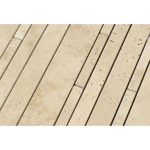 Ivory Travertine Honed Random Strip Mosaic