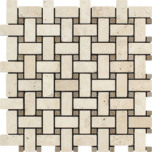 Load image into Gallery viewer, Ivory Travertine Tumbled Basketweave Mosaic