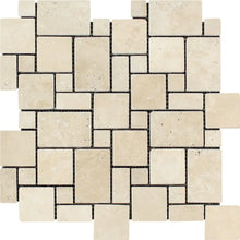 Load image into Gallery viewer, Ivory Travertine Tumbled Mini Versailles Mosaic