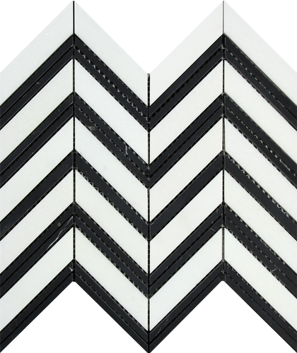 Thassos White Large Chevron Black