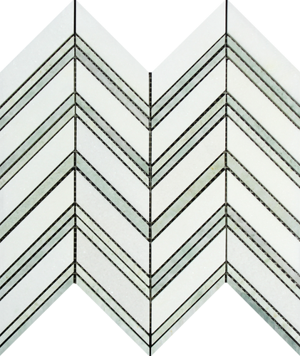 Thassos White Large Chevron Ming Green