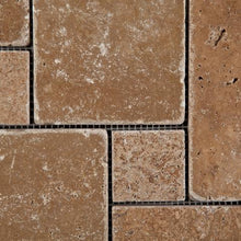 Load image into Gallery viewer, Noce Travertine Opus Pattern Tumbled Mosaic