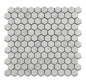 Carrara White Marble 1" Inch Hexagon