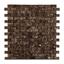 Load image into Gallery viewer, Emperador Dark Baby Brick Mosaic Tumbled