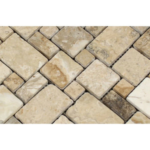 Philadelphia Travertine Mini Pattern Interlocking Tumbled Mosaic