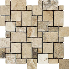 Load image into Gallery viewer, Philadelphia Travertine Mini Pattern Interlocking Tumbled Mosaic