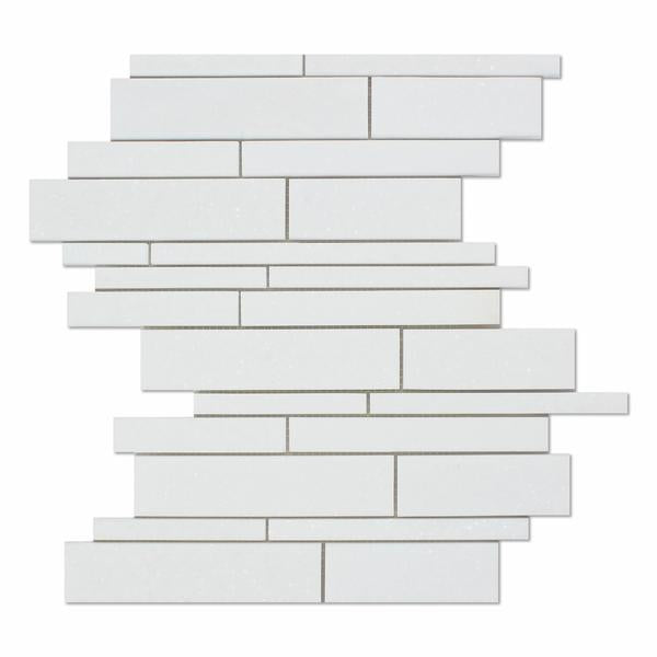 Thassos White Random Strip Mosaic