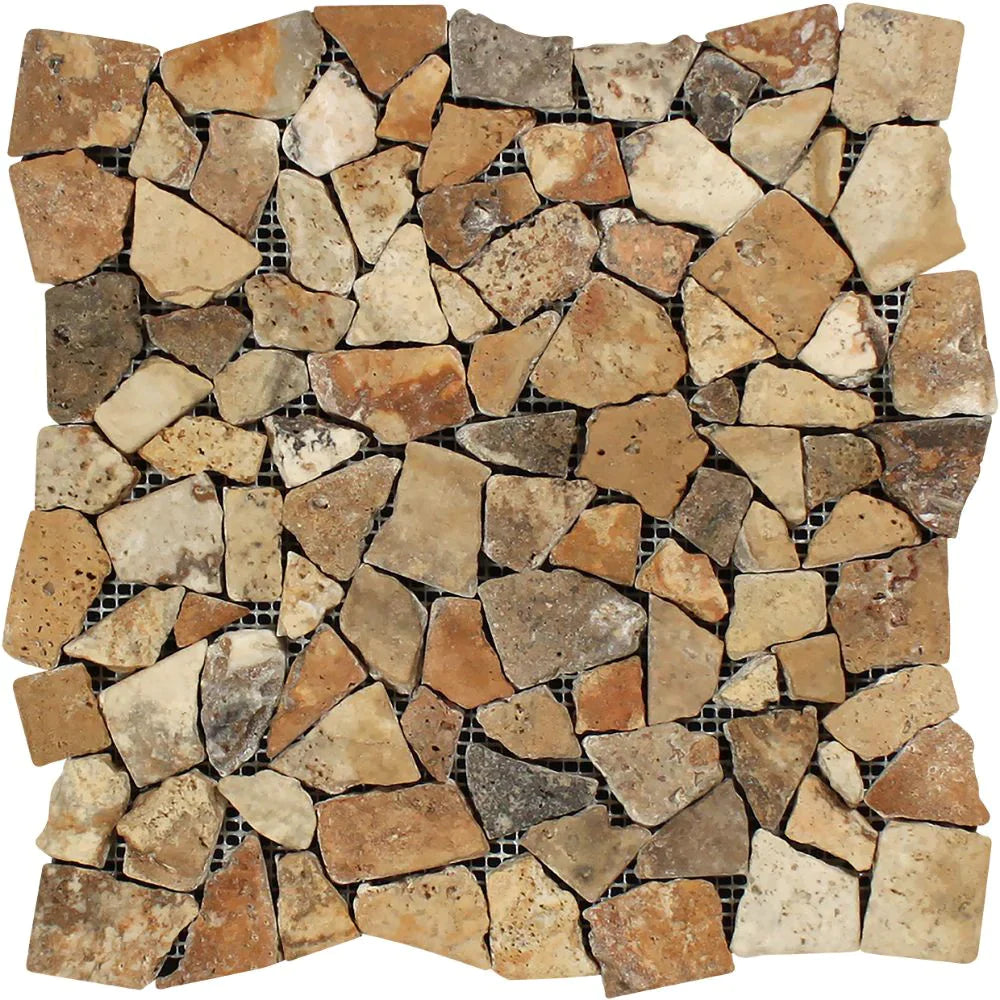 Scabos Travertine Random Tumbled Mosaic