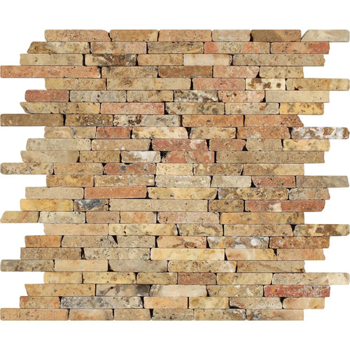 Scabos Travertine Random Strip Tumbled Mosaic