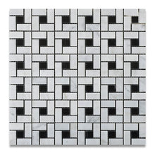 Load image into Gallery viewer, Carrara White Marble pinwheel mosaic tile