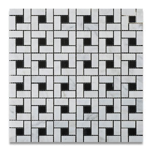 Carrara White Marble pinwheel mosaic tile