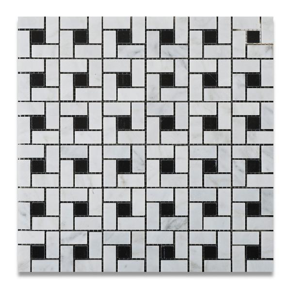 Carrara White Marble pinwheel mosaic tile