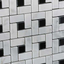 Load image into Gallery viewer, Carrara White Marble pinwheel mosaic tile