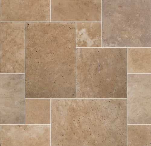 Hazelnut Travertine Paver Versailles Pattern Tumbled